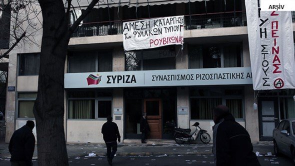 SYRIZA'nın bürolarına kundaklama